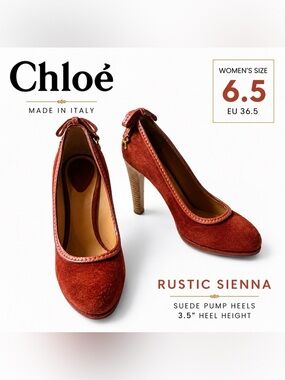 Chloé Rustic Sienna Suede Pump Heels | Women’s EU 36.5 / US 6.5